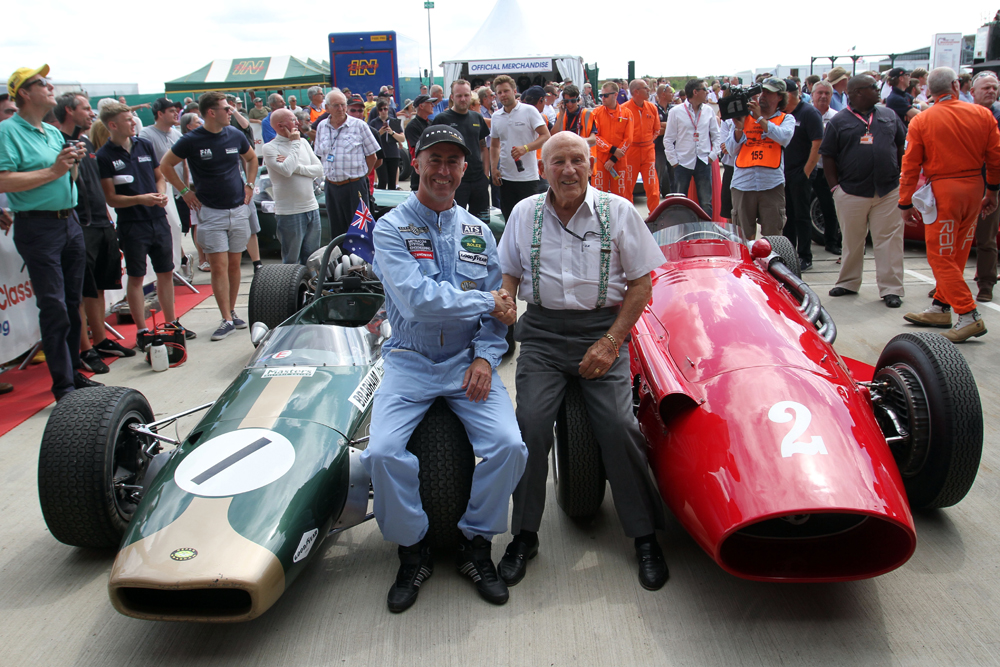 David Branham and Stirling Moss in the Parade of Grand Prix Cars